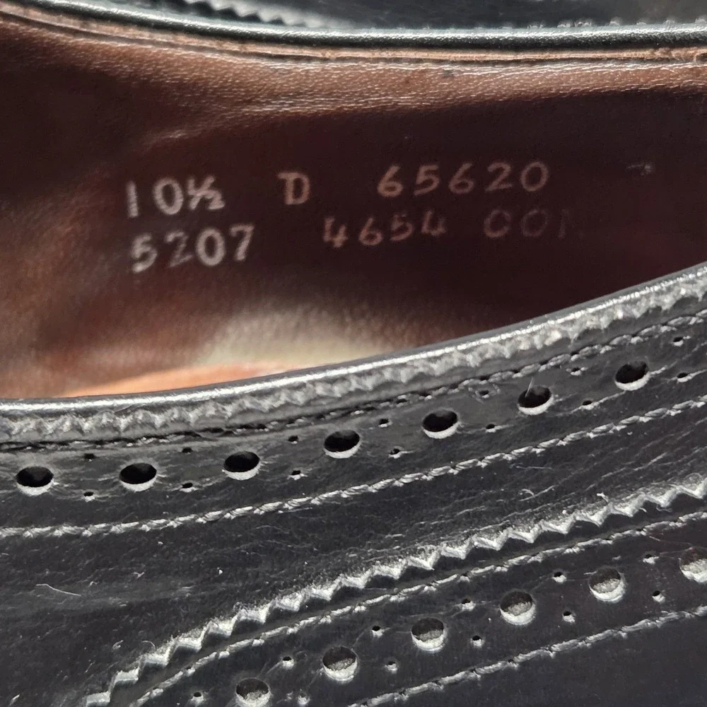 Allen Edmonds Black Leather Sanford Cap Toe Brogue Derby Men's 10.5 D USA